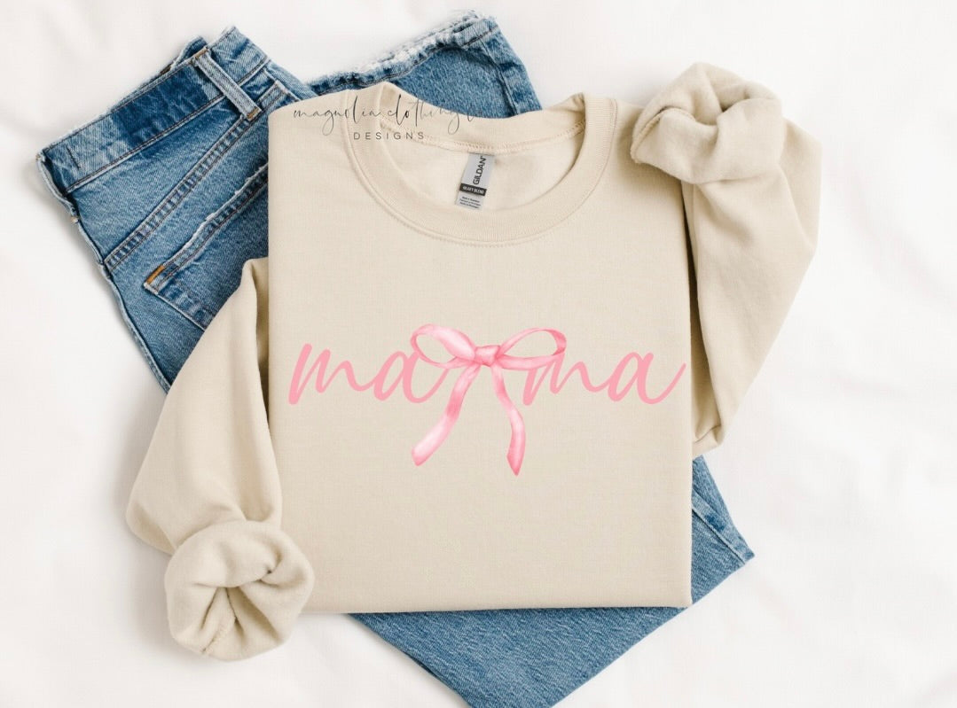 Mama Pink Bow {Clear Film Screen Print Transfer} - ADULT 10.5x4