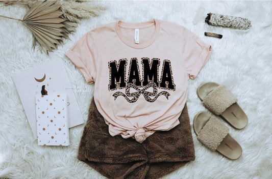 Mama Leopard Bow {Clear Film Screen Print Transfer} - ADULT 10.5x7.5