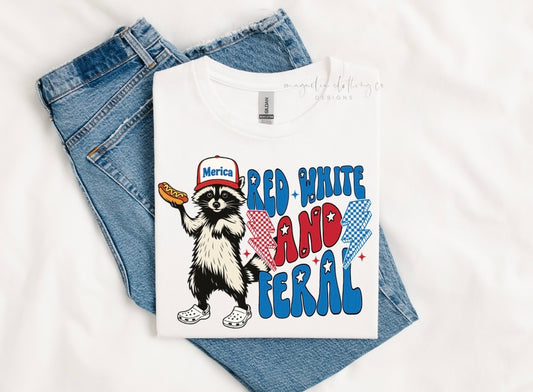 Red White & Feral {Clear Film Screen Print Transfer} - ADULT 10.5x8.6