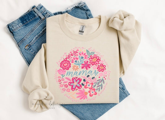 Bright Floral Mama {Clear Film Screen Print Transfer} - ADULT 10.5x10.3