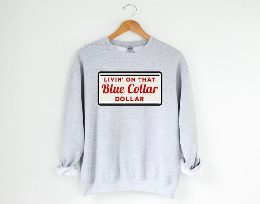 Blue Collar Dollar {Clear Film Screen Print Transfer} - ADULT 10.5x5.5