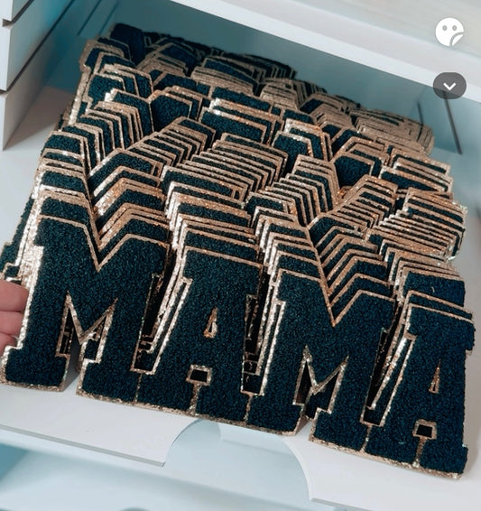 MAMA Black & Gold Glitter {Chenille Patch} - ADULT 11”